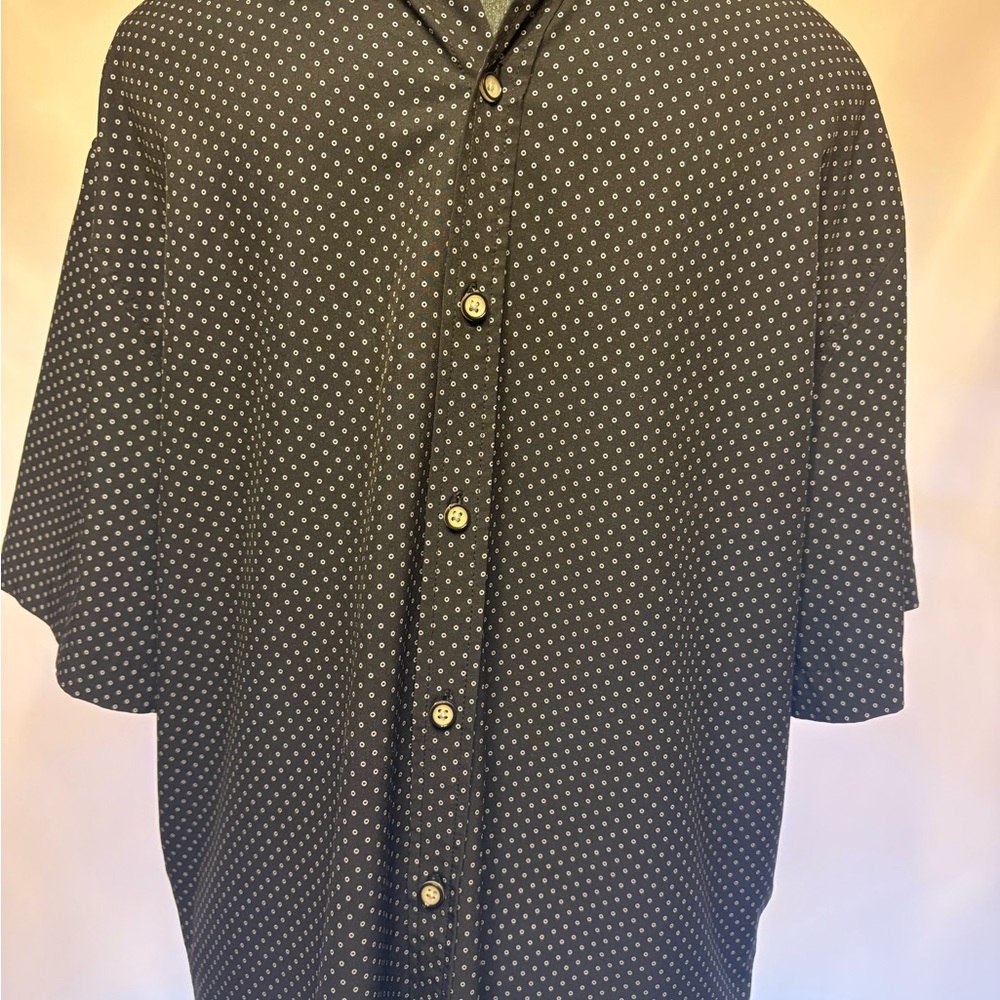 Rugby University Polka Dot Button-Up Shirt, Comfortable & Cool. Size Large